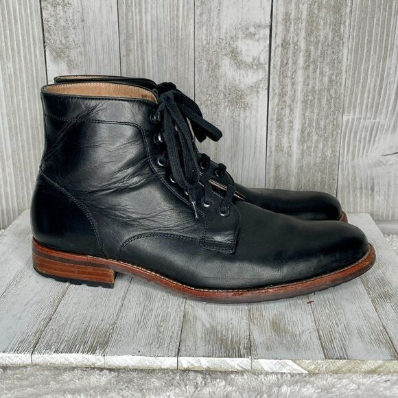 Mens Warfield & Grand Ankle Black Leather Boots Size 10 - Picture 2 of 9